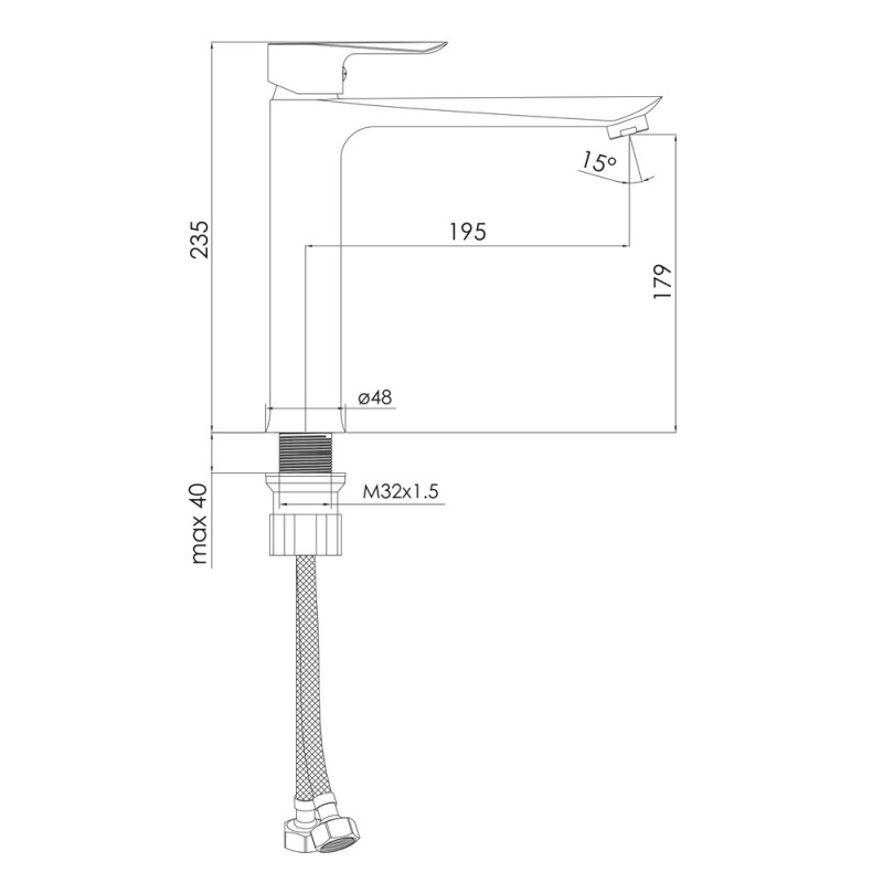 IMPRESE Смеситель для умывальника Vaclav, высокий, хром, 35 мм (f03506401AB)