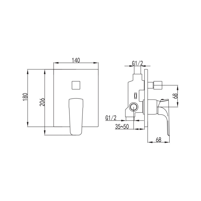 IMPRESE Смеситель скрытого монтажа для ванны Valtice (VR-10320(Z))