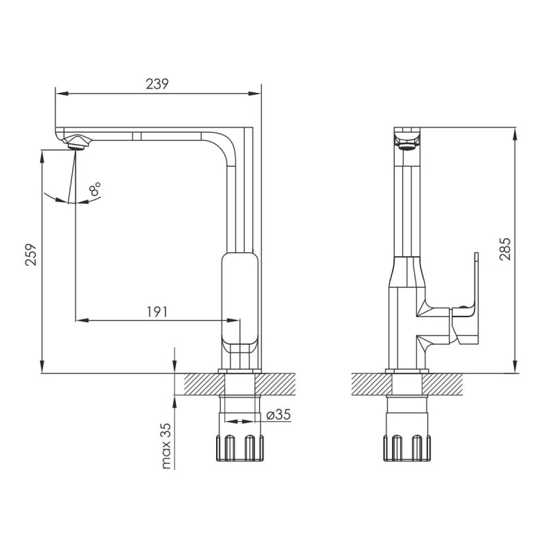 IMPRESE Смеситель для кухни Bilovec, хром 35 мм (55255)