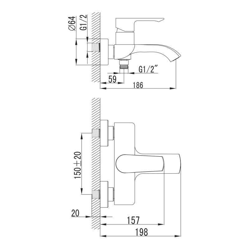 IMPRESE Смеситель для ванны Vyskov, хром, 35 мм (10340)