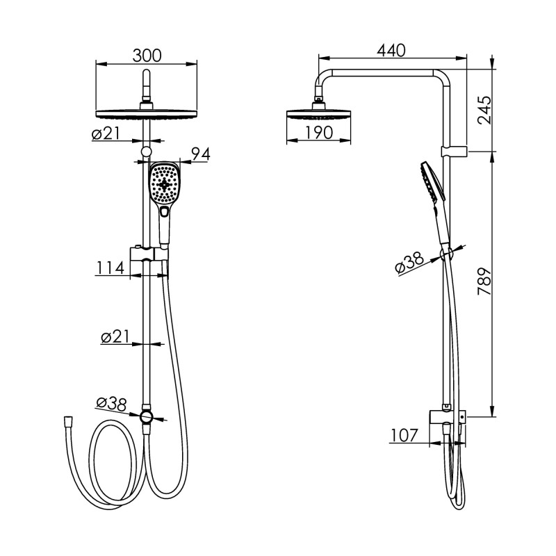 IMPRESE Душевой набор Bila Desne (f03307401AA+T-00300SQ) (SET20230603)
