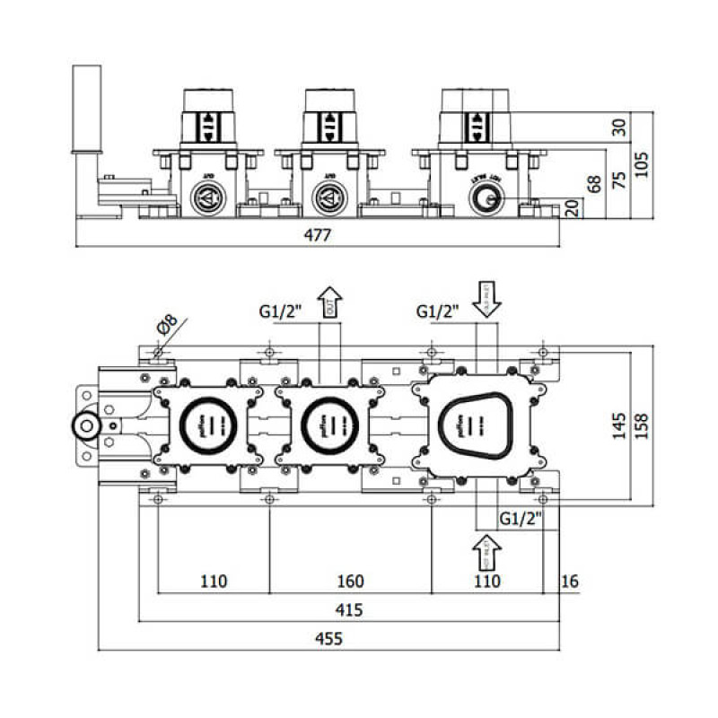Paffoni Скрытый набор для термостатического смесителя Modular box (MDBOX000) (MDBOX000)