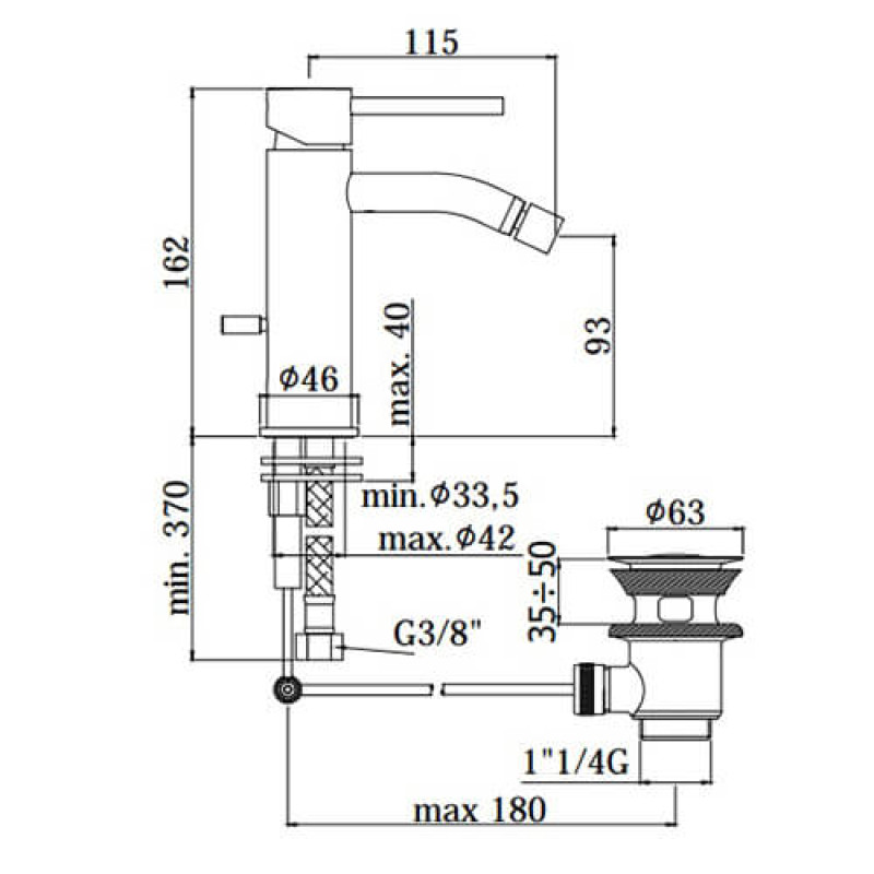 Paffoni Змішувач для біде Light LIG 135 NO (LIG135NO)