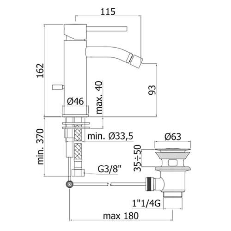 Paffoni Смеситель для биде Light LIG 135 CR с донным клапаном, хром (LIG135CR)