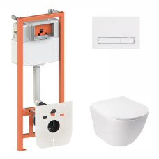 Qtap Інсталяція для унітазу 4 в 1 Nest + унітаз із сидінням Jay Ultra Quiet, з панеллю змиву (QT07335177W45141)