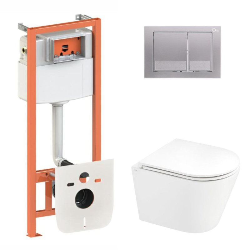 Qtap Інсталяція для унітазу 4 в 1 Nest + унітаз із сидінням Scorpio Ultra Quiet, з панеллю змиву (QT1433053EUQW45163)