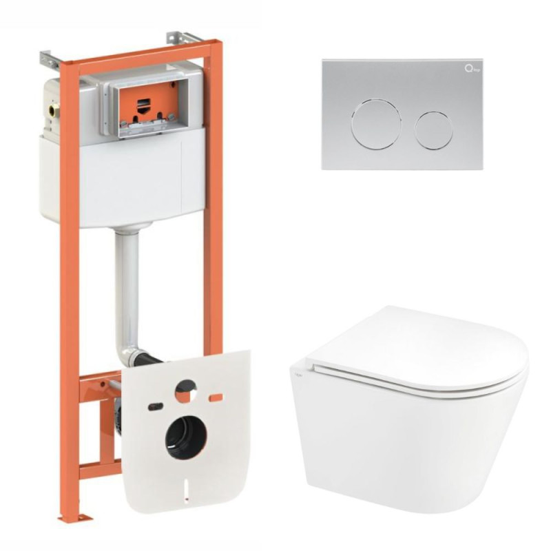 Qtap Інсталяція для унітазу 4 в 1 Nest + унітаз із сидінням Scorpio Ultra Quiet, з панеллю змиву (QT1433053EUQW45166)