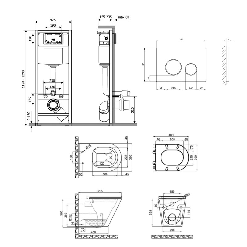 Qtap Інсталяція для унітазу 4 в 1 Nest + унітаз із сидінням Scorpio Ultra Quiet, з панеллю змиву (QT1433053EUQW45166)
