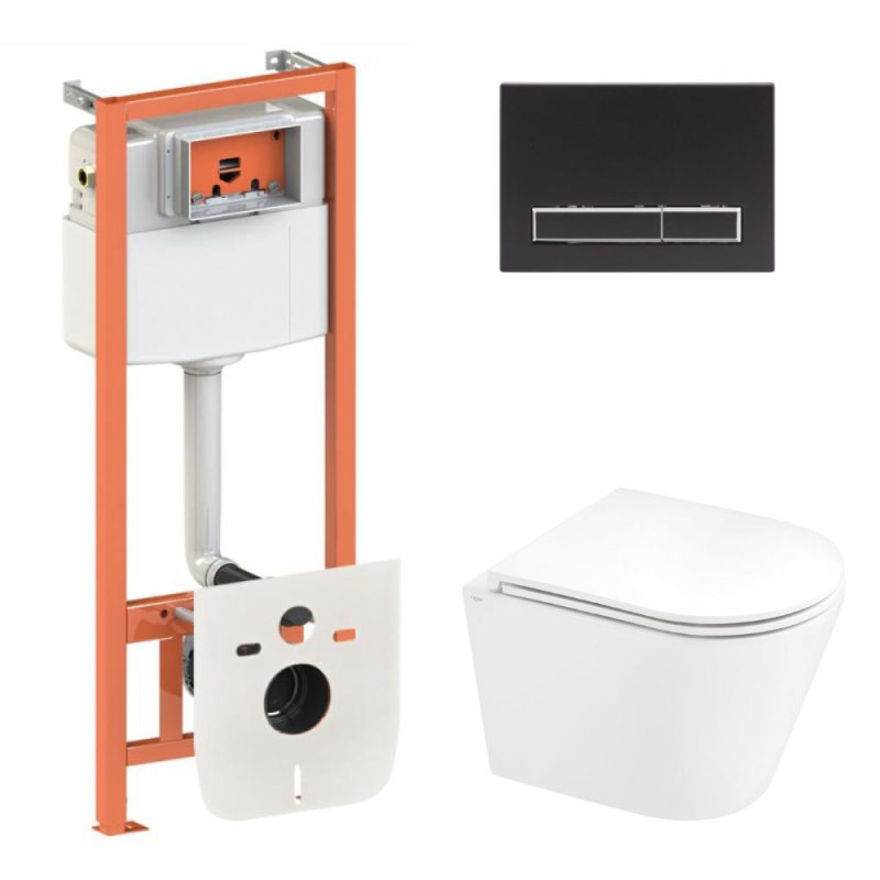 Qtap Інсталяція для унітазу 4 в 1 Nest + унітаз із сидінням Scorpio Ultra Quiet, з панеллю змиву (QT1433053EUQW45167)