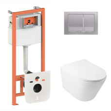 Qtap Інсталяція для унітазу 4 в 1 Nest + унітаз із сидінням Swan Ultra Quiet, з панеллю змиву (QT16335179W45149)