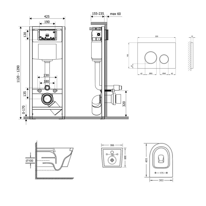 Qtap Інсталяція для унітазу 4 в 1 Nest + унітаз із сидінням Swan Ultra Quiet, з панеллю змиву (QT16335179W45151)