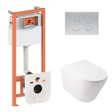 Qtap Інсталяція для унітазу 4 в 1 Nest + унітаз із сидінням Swan Ultra Quiet, з панеллю змиву (QT16335179W45152)