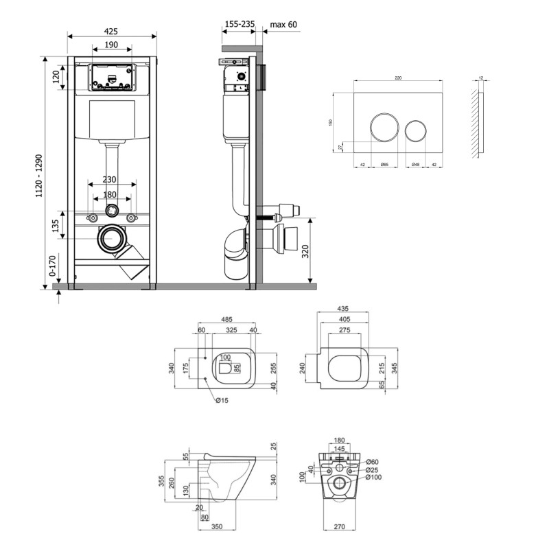 Qtap Інсталяція для унітазу 4 в 1 Nest + унітаз із сидінням Tern Ultra Quiet з панеллю змиву (QT1733052EUQW45158)