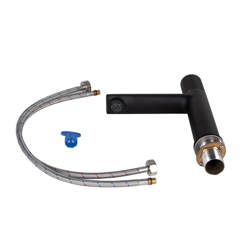 Qtap Змішувач для раковини Brno із прогресивним картриджем Чорний матовий (QTBRN1067103B)