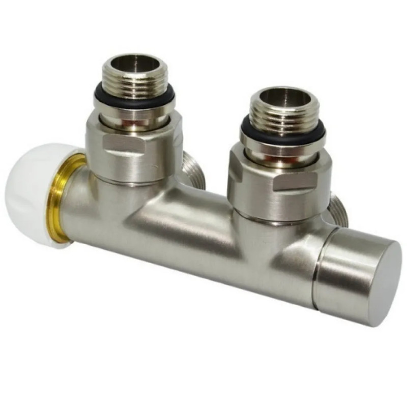 Carlo Poletti Узел термостатический TWIN THERMO BRUSH SILVER угловой ЛЕВЫЙ Ø1/2″ З x 3/4″ EK 50 мм (V37110JSBSX)