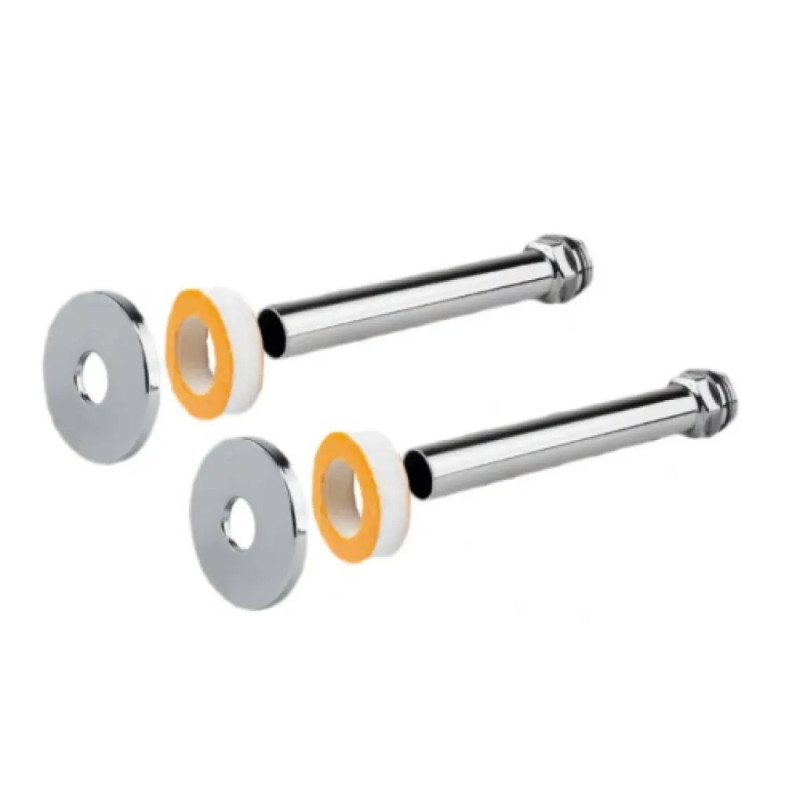 Carlo Poletti Набор трубок для подключения Ø15 x 140 мм x 1/2″ З + розетки Ø55 мм (2 шт.) ХРОМ (A54653B)