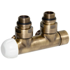Carlo Poletti Узел термостатический TWIN THERMO BRUSH BRONZE угловой ЛЕВЫЙ Ø1/2" З x 3/4" EK 50 мм (V37110MSBSX)
