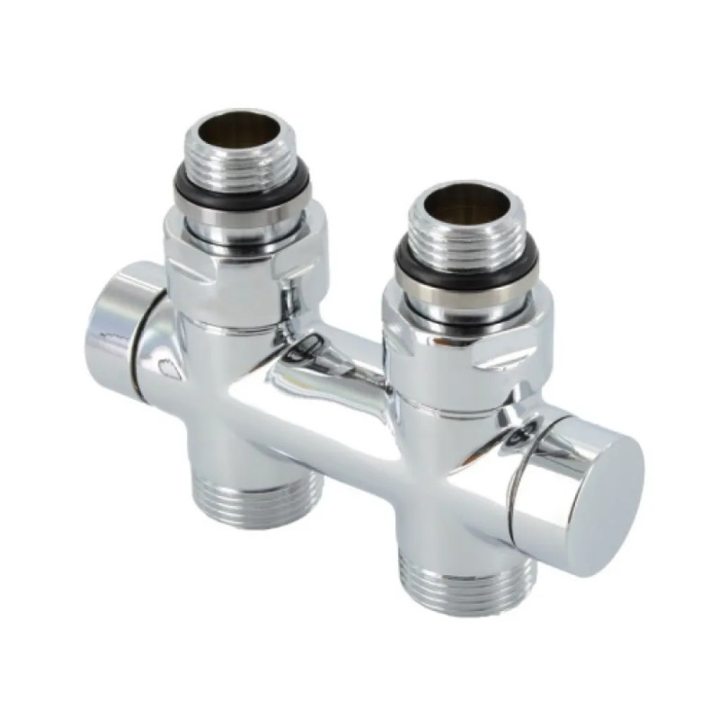 Carlo Poletti Узел, отсекающий TWIN ХРОМ прямой Ø1/2″ З x 3/4″ EK 50 мм (V48510BSB)