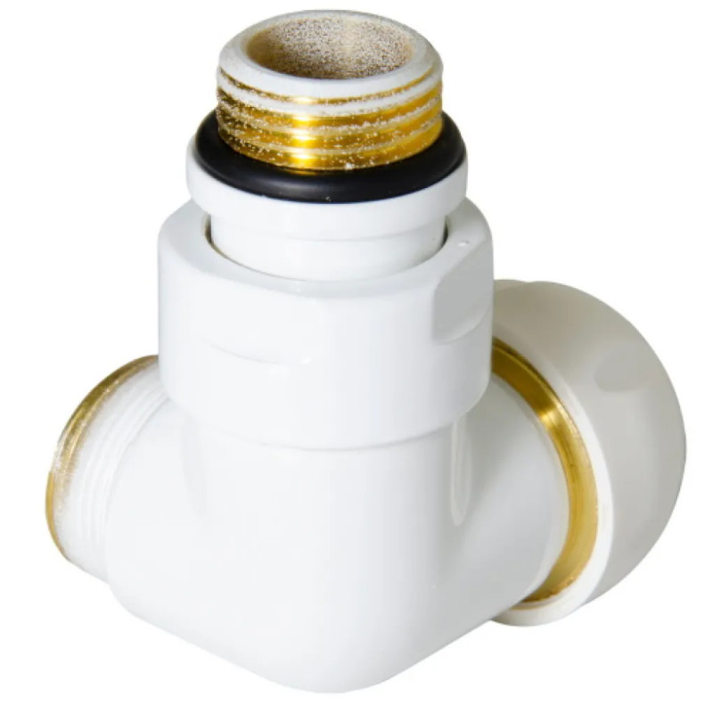 Carlo Poletti Термоклапан трехосевой БЕЛЫЙ Ø1/2" х 24-19 SX (левый) CORNER-THERMO (V75111EFSX)