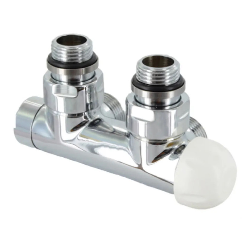 Carlo Poletti Узел термостатический TWIN THERMO ХРОМ угловой ЛЕВЫЙ Ø1/2″ З x 3/4″ EK 50 мм (V37110BSBSX)