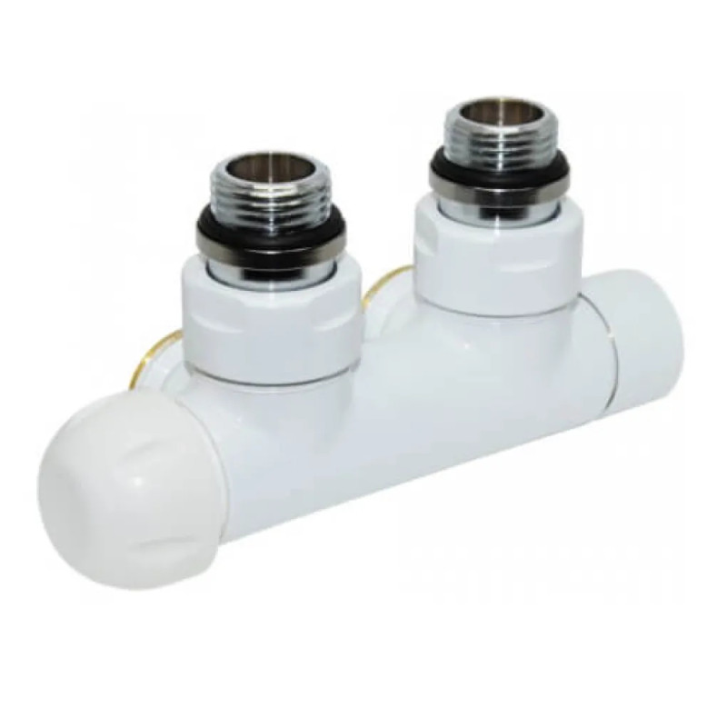 Carlo Poletti Узел термостатический TWIN THERMO БЕЛЫЙ угловой ЛЕВЫЙ Ø1/2″ З x 3/4″ EK 50 мм (V37110EFSBSX)