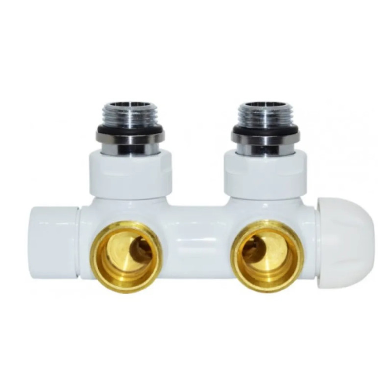 Carlo Poletti Узел термостатический TWIN THERMO БЕЛЫЙ угловой ЛЕВЫЙ Ø1/2″ З x 3/4″ EK 50 мм (V37110EFSBSX)