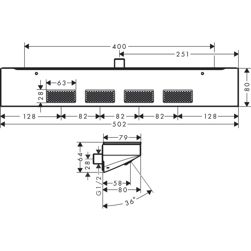 Hansgrohe Боковой душс полкой 500 1jet (26243700)