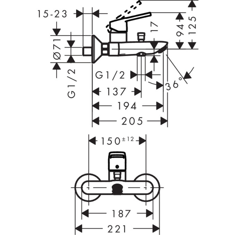 Hansgrohe Набор смесителей для ванны Logis Loop (71151000+71244000+26553400)