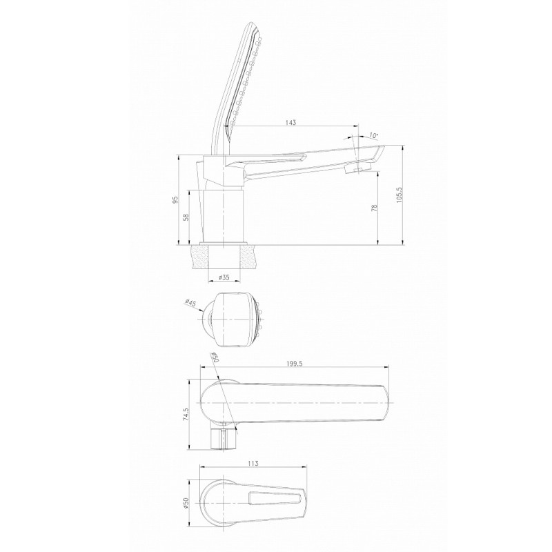 IMPRESE Смеситель для ванны Breclav, накладной, на три отверстия, хром/белый (85245W)