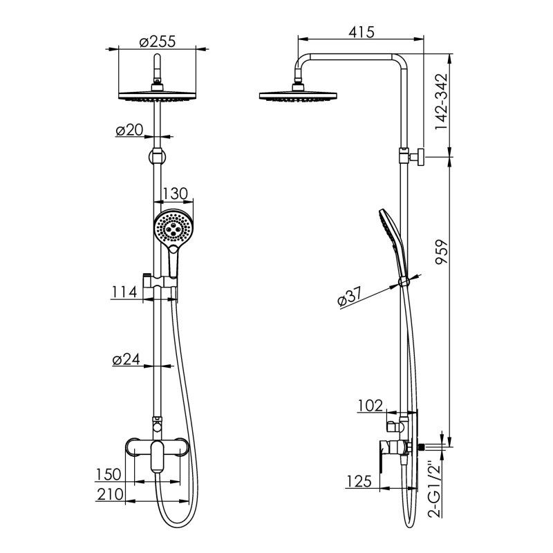 IMPRESE Система душа BILA DESNE 225 мм хром (T-15262SR) (T-15262SR)