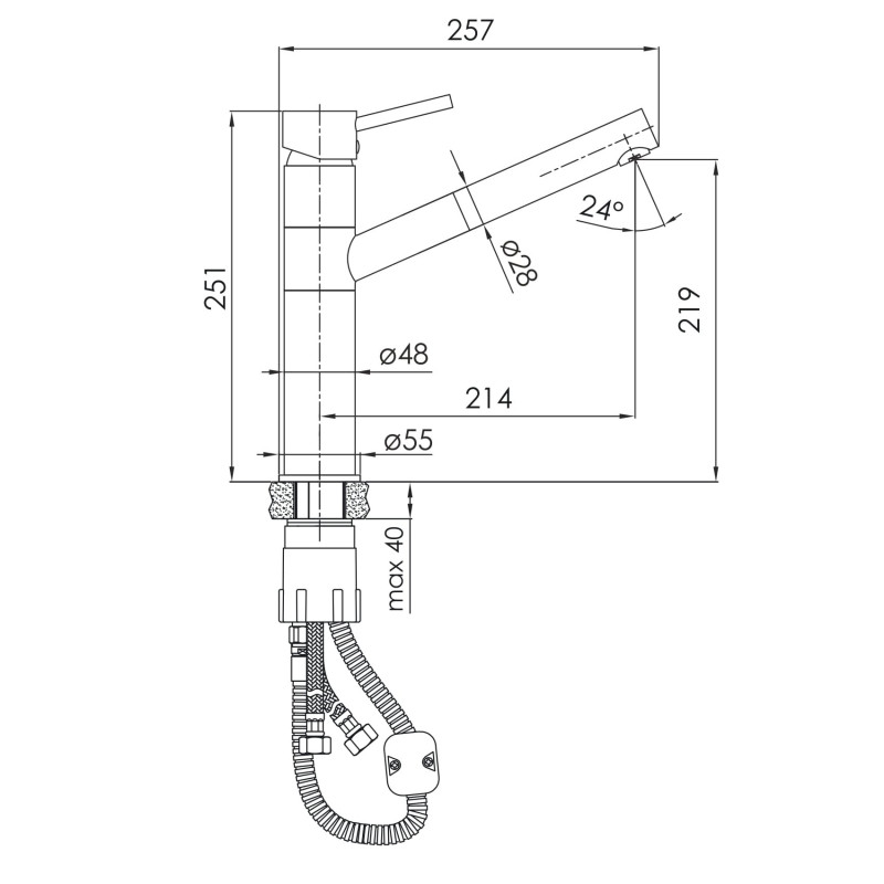 IMPRESE Смеситель для кухни с выдвижным изливом Pivot LB, хром (f03408501AA)