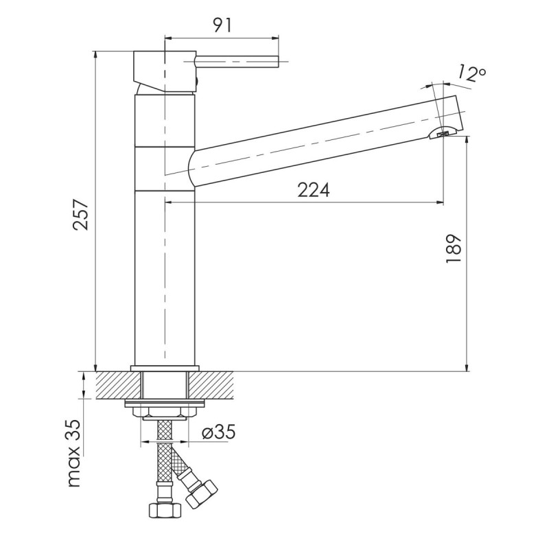 IMPRESE Смеситель для кухни Pivot LSS, сталь, 40 мм (f03408502LS)