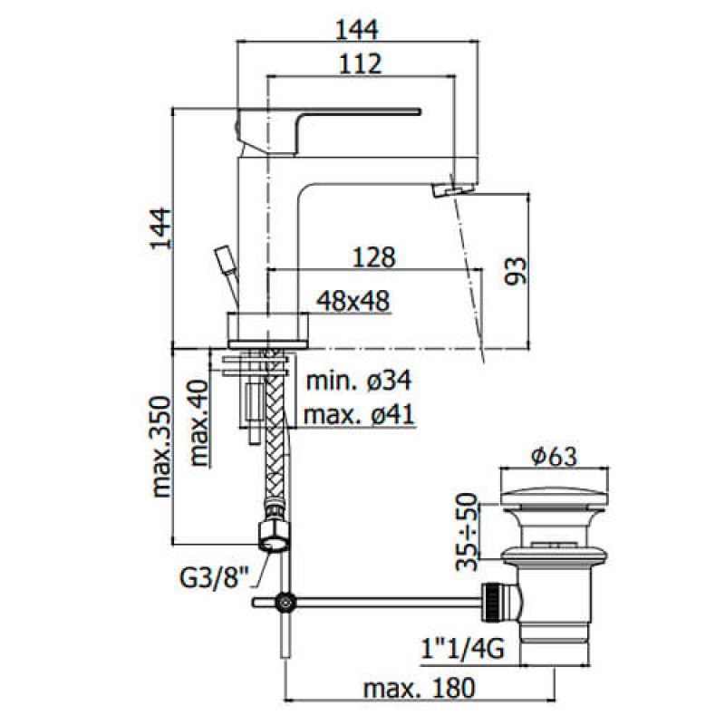 Paffoni Змішувач для умивальника Elle EL 071 NO чорний матовий (EL071NO)
