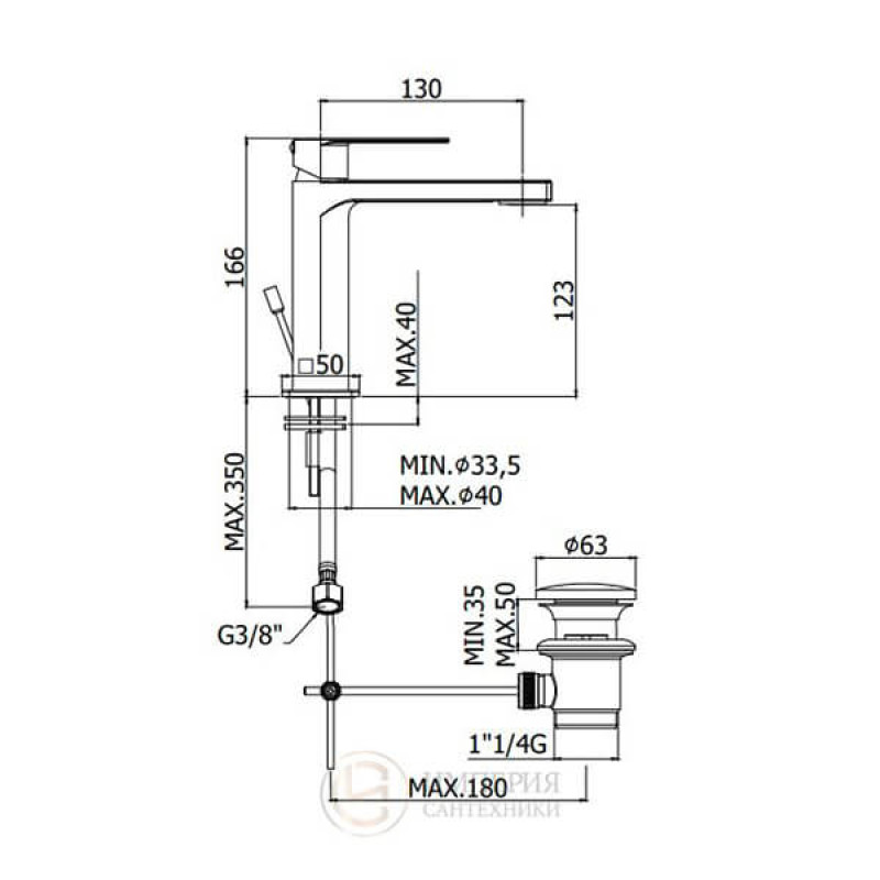 Paffoni Смеситель для умывальника Tango TA 075 CR с донным клапаном, хром (TA075CR)