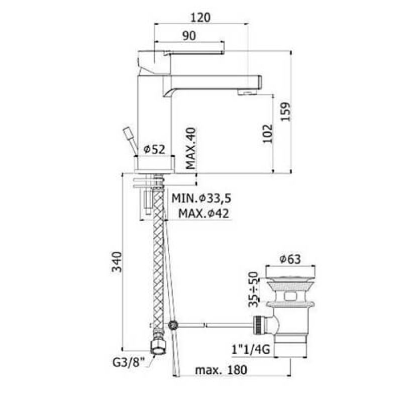 Paffoni Смеситель для умывальника Ringo RIN 075 NO черный (RIN075NO)