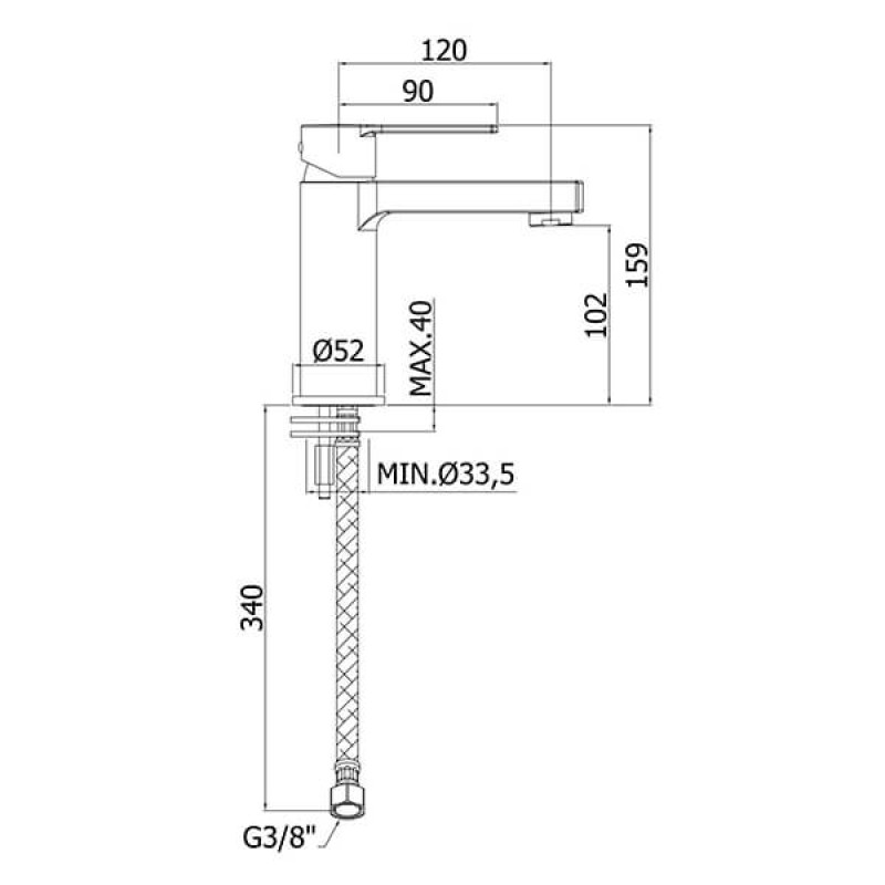 Paffoni Смеситель для умывальника Ringo RIN 071 NO/ES без донного клапана черный матовый (RIN071NO-ES)