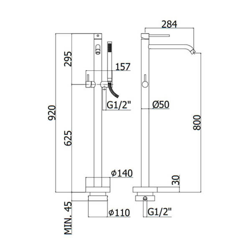 Paffoni Змішувач окремостоящий для ванни Light LIG 032 CR хром (LIG032CR)