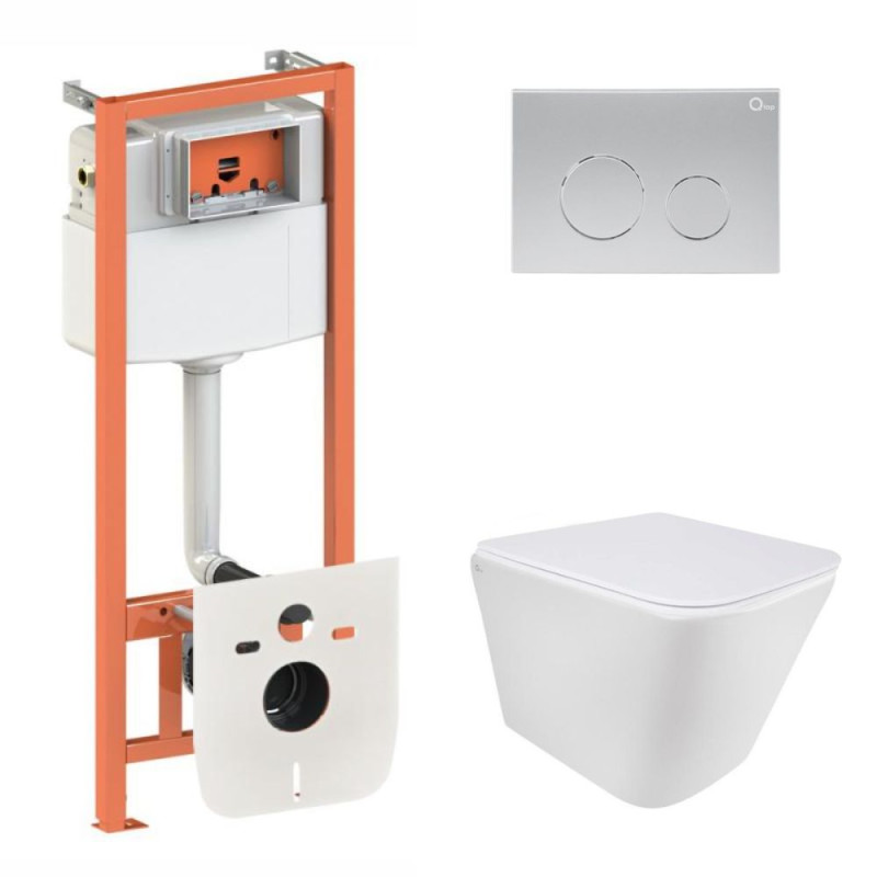 Qtap Інсталяція для унітазу 4 в 1 Nest + унітаз із сидінням Tern Ultra Quiet з панеллю змиву (QT1733052EUQW45159)