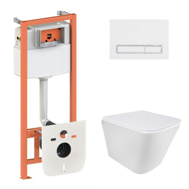 Qtap Інсталяція для унітазу 4 в 1 Nest + унітаз із сидінням Tern Ultra Quiet з панеллю змиву (QT1733052EUQW45161)