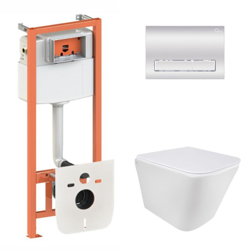 Qtap Інсталяція для унітазу 4 в 1 Nest + унітаз із сидінням Tern Ultra Quiet з панеллю змиву (QT1733052EUQW45160)