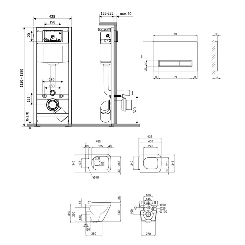 Qtap Інсталяція для унітазу 4 в 1 Nest + унітаз із сидінням Tern Ultra Quiet з панеллю змиву (QT1733052EUQW45160)