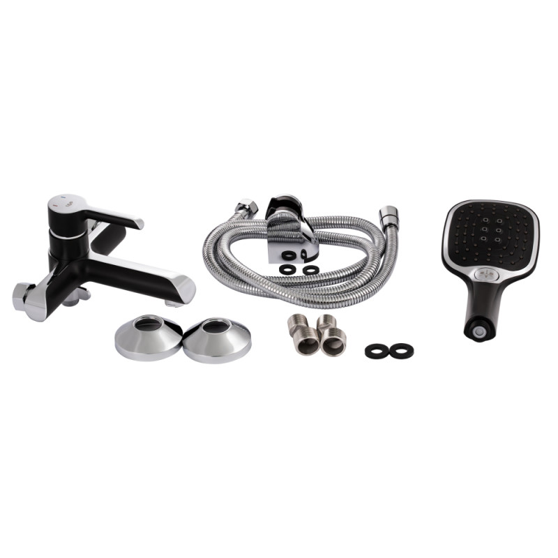 Qtap Змішувач для ванни Grand з душовим гарнітуром (QTGRABCR006)