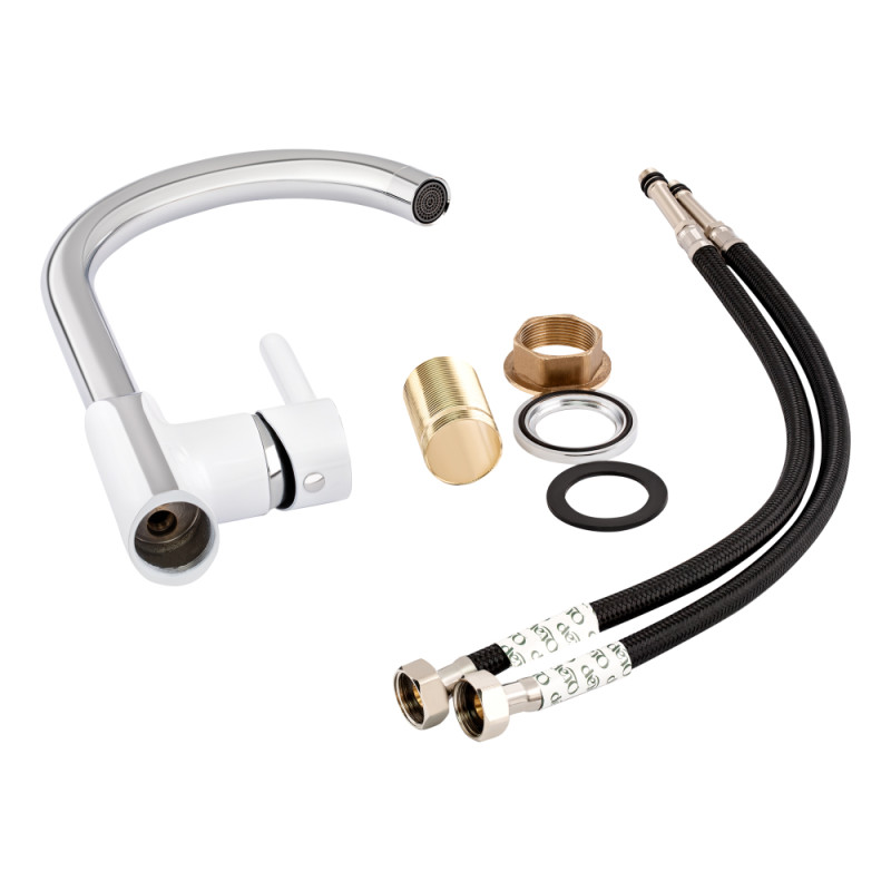 Qtap Змішувач для кухні Grand Білий/Хром (QTGRAWCR007F)