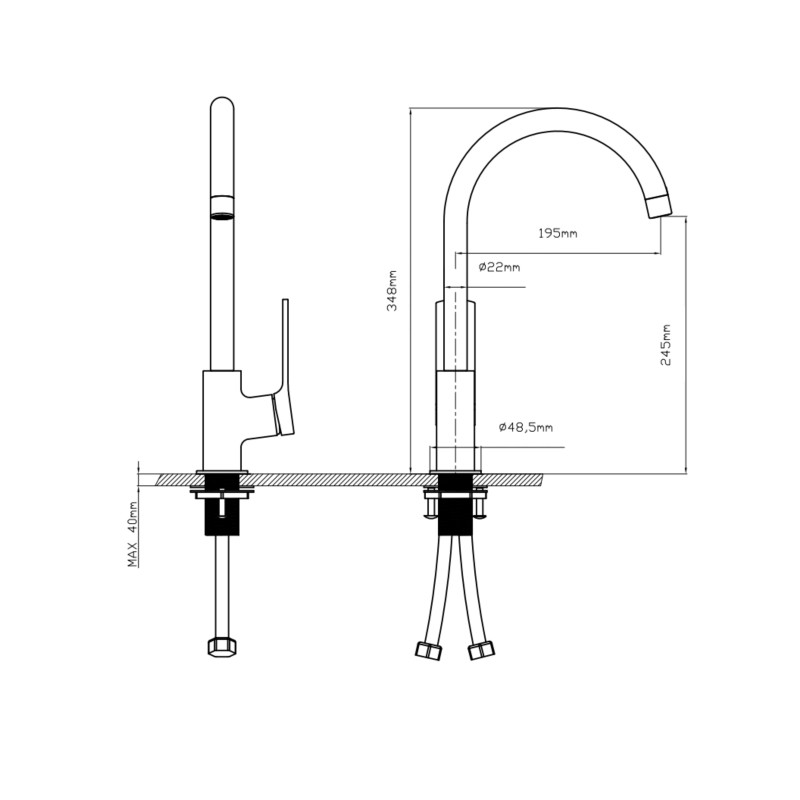 Qtap Змішувач для кухні Slavonice Чорний матовий (QTSLA9042103UB)