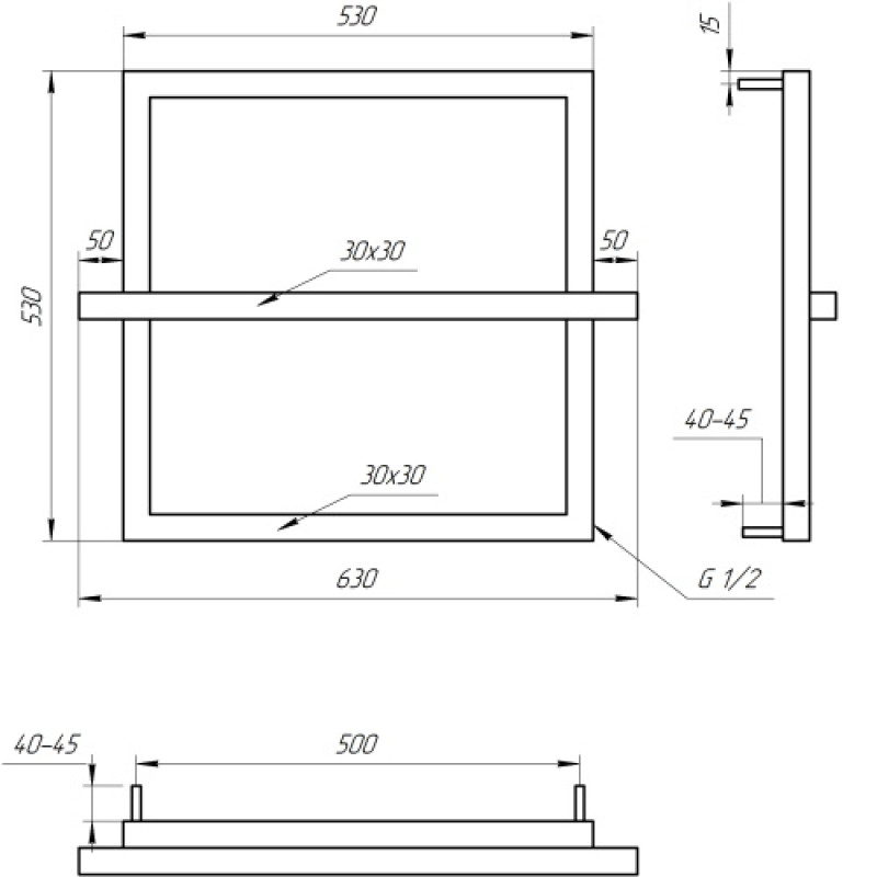 Genesis-Aqua Водяной полотенцесушитель One 53x53 черный (GA-4701)