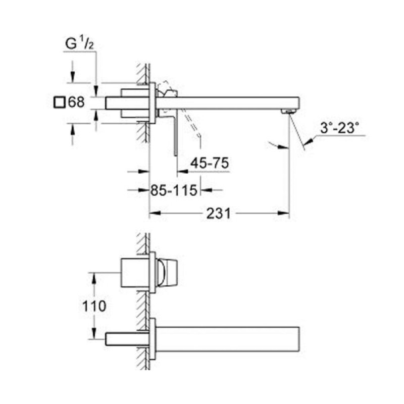 Grohe Смеситель для раковины Eurocube M-size (23447000)