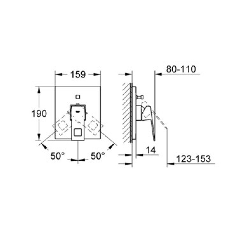 Grohe Смеситель для ванны Eurocube, наружная часть (19896000)