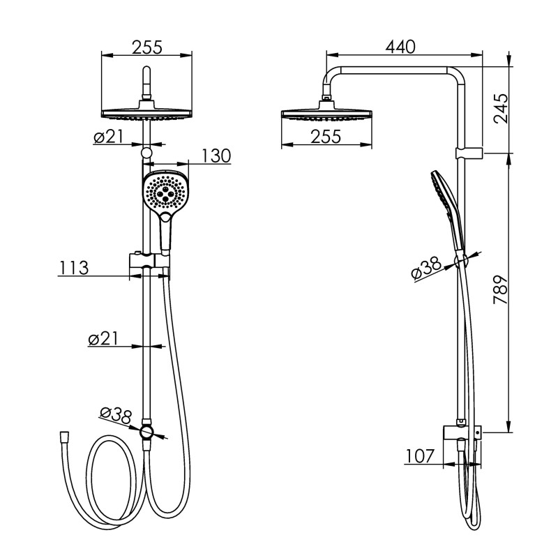 IMPRESE Душевой набор Bila Desne (15070+T-00260SQ) (SET20230605)
