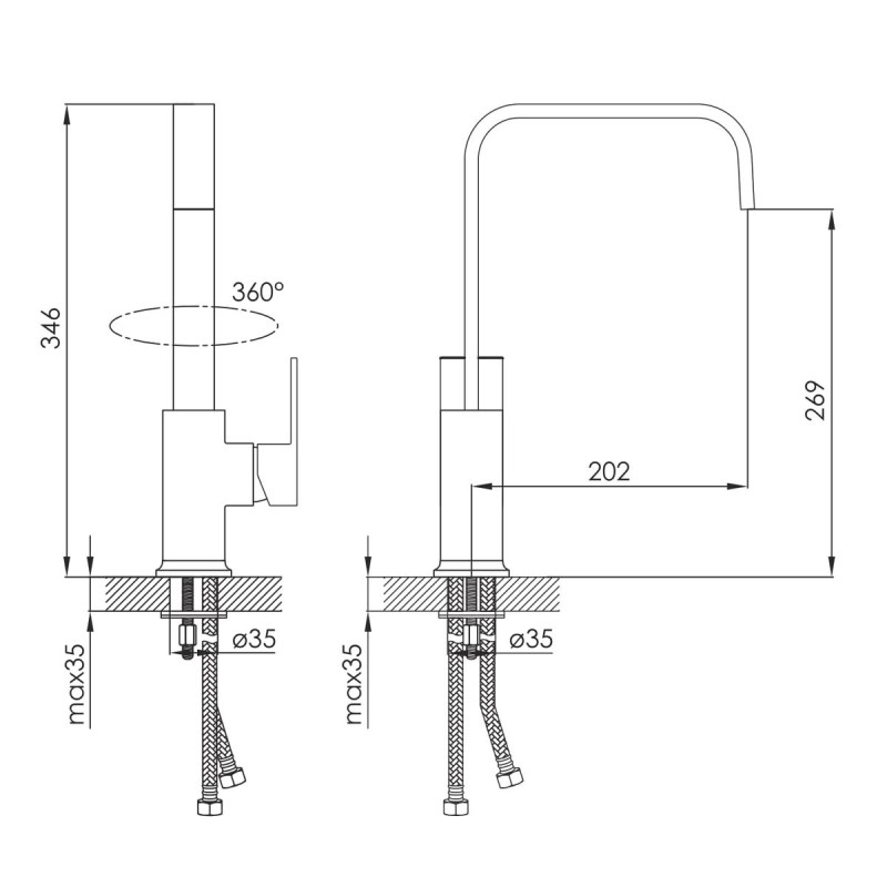 IMPRESE Смеситель для кухни Elanta, хром, 35 мм (55450)