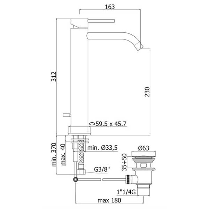 Paffoni Смеситель для умывальника Light LIG 085 NO черный (LIG085NO)